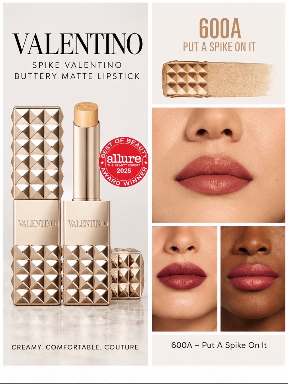 Valentino 600A put a spike on it Gold Shimmer Lipstick Stick